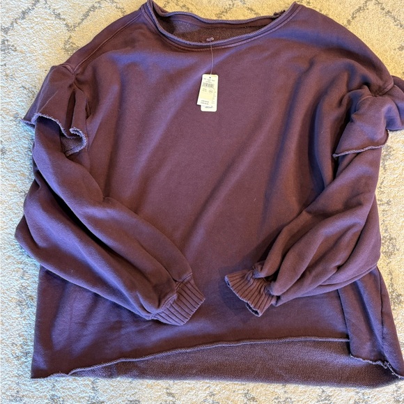 Aerie Purple Ruffle Sleeve Sweatshirt - Picture 3 of 4